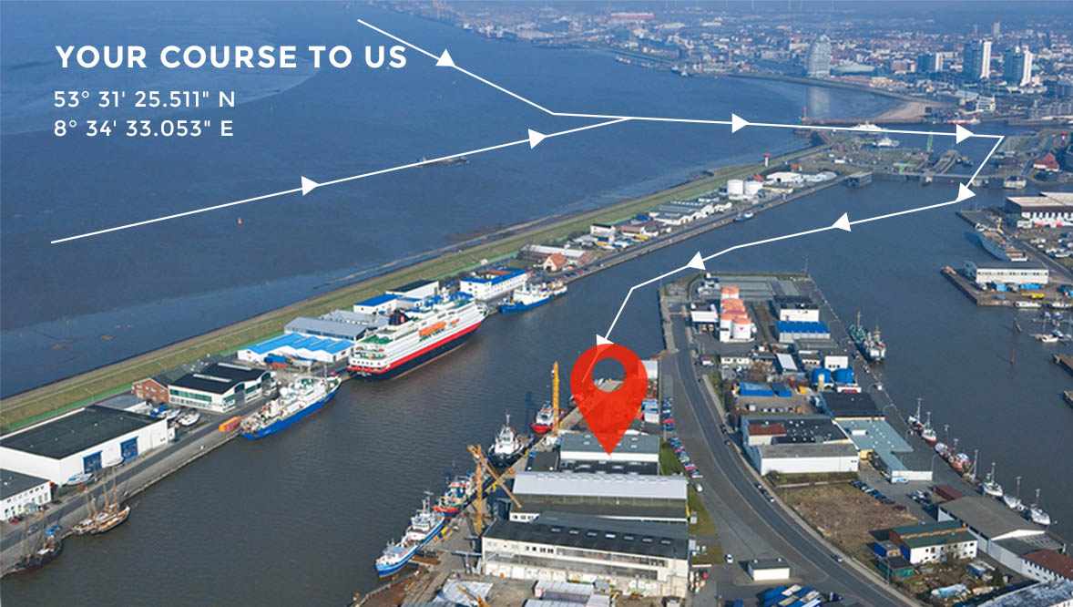 Aerial view with directions.