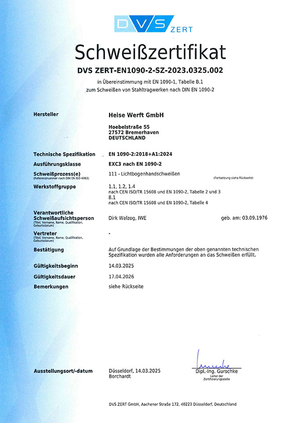 Schweißzertifikat