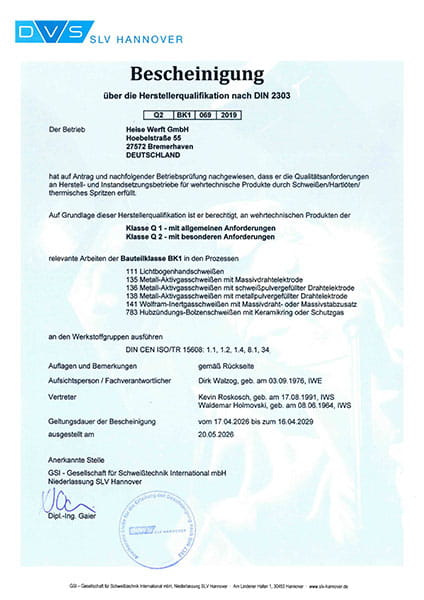 Bescheinigung 2303
